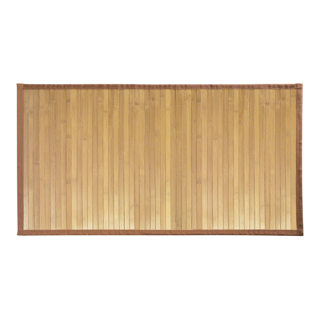 mDesign Bamboo Water Resistant Bath Mat Rug - 2 Pack - Natural Wood